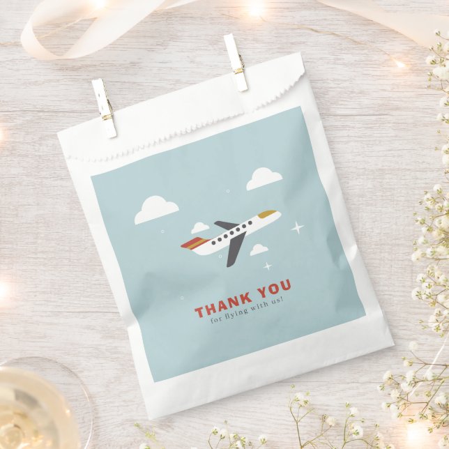 Aeroplane and Clouds Kids Birthday Thank You Favour Bag (Clipped)