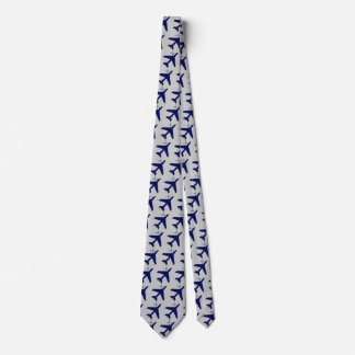 aeroplane and compass design dark Blue Tie
