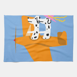 Aeroplane and Dalmatians Tea Towel