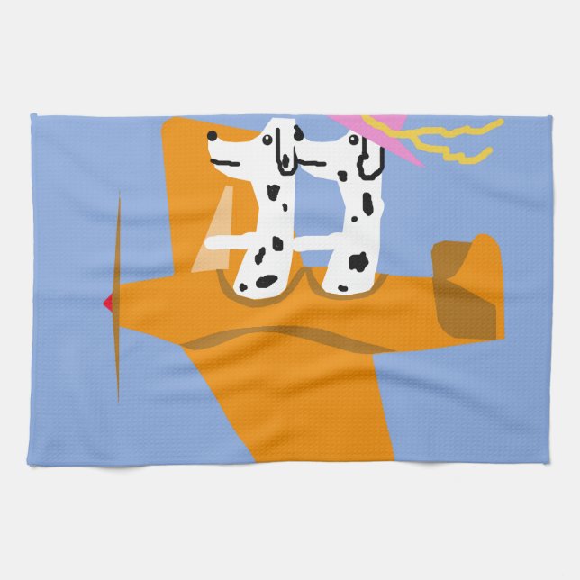 Aeroplane and Dalmatians Tea Towel (Horizontal)