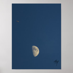 Aeroplane and moon poster