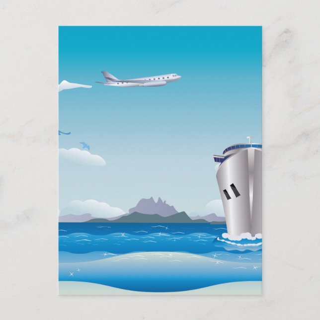 Aeroplane and Ship 2 Postcard (Front)