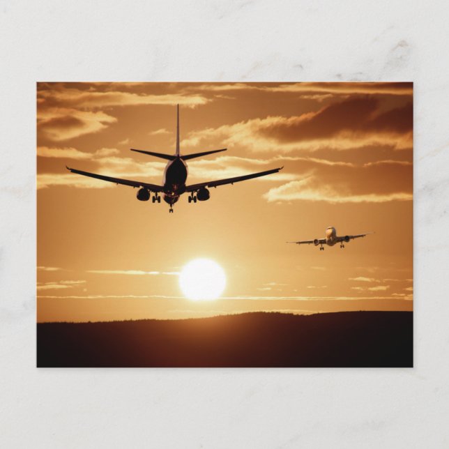 Aeroplane and sunset postcard (Front)