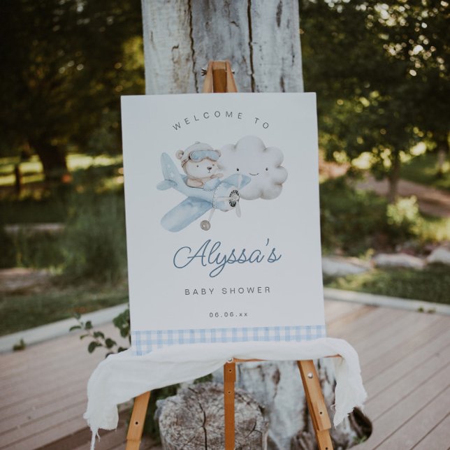 Aeroplane and Teddy Bear Baby Shower Welcome Sign (Creator Uploaded)