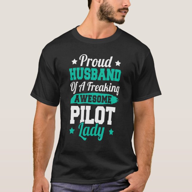 Aeroplane Aviation Flight Instructor Pilot Husband T-Shirt (Front)