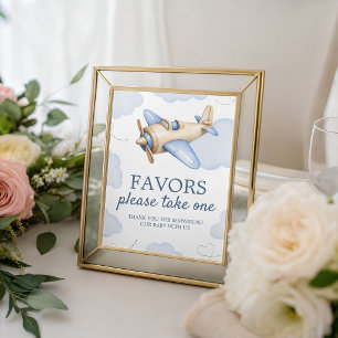 Aeroplane Aviator Favours Thank You Sign 8x10