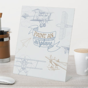 Aeroplane Aviator Pilot 1st Birthday  Draw a Plane Pedestal Sign