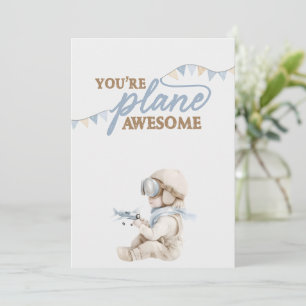Aeroplane Aviator Pilot 1st Birthday  Thank You Card