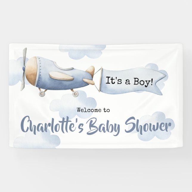 Aeroplane Baby Shower Banner (Horizontal)