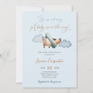 Aeroplane Baby Shower Boy Invitation