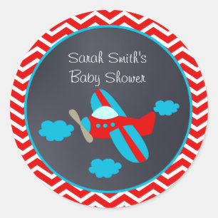 Aeroplane Baby Shower Favour Stickers