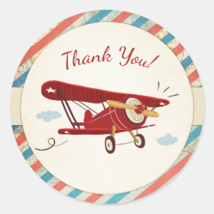 Aeroplane baby shower favour tag Sticker Adventure