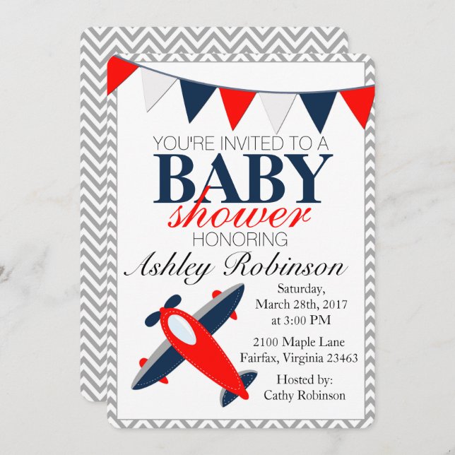 Aeroplane | Baby Shower Invitation (Front/Back)