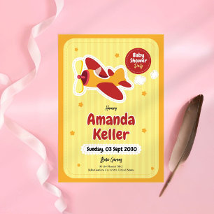 Aeroplane Baby Shower Invitation