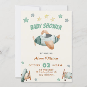 Aeroplane baby shower invitation