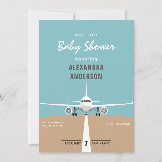 Aeroplane Baby Shower Invitation (Front)