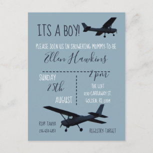 Aeroplane Baby Shower Invitation Postcard