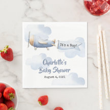 Aeroplane Baby Shower Napkin