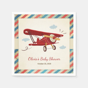 Aeroplane Baby Shower Napkin Adventure Travel Plan