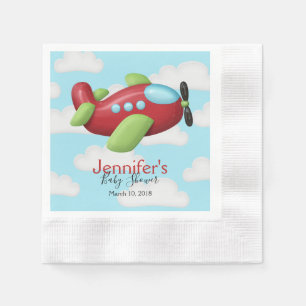 Aeroplane baby shower napkins
