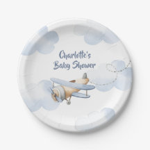 Aeroplane Baby Shower Paper Plates