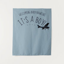 Aeroplane Baby Shower Photo Backdrop Tapestry