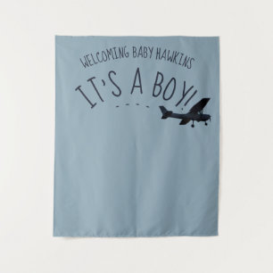 Aeroplane Baby Shower Photo Backdrop Tapestry