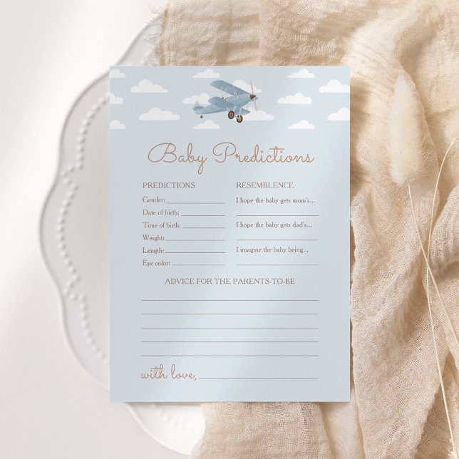 Aeroplane Baby Shower Predictions and Advice Card (Creator Uploaded)