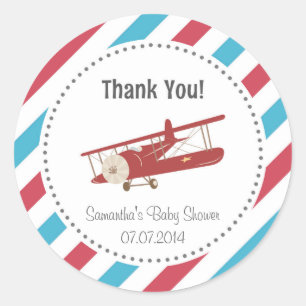 Aeroplane Baby Shower Thank You Sticker