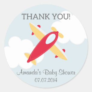 Aeroplane Baby Shower Thank You Stickers