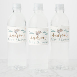 Aeroplane Baby Shower Water Bottle Label