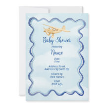 Aeroplane Baby Shower Watercolor Invitation