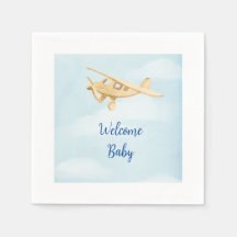 Aeroplane Baby Shower Watercolor Napkins