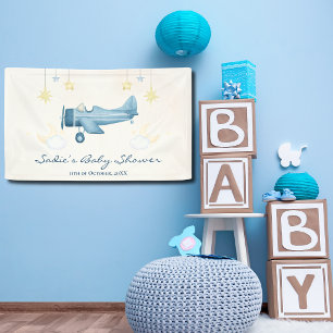 Aeroplane Baby Shower Whimsical Boy Baby Welcome  Banner