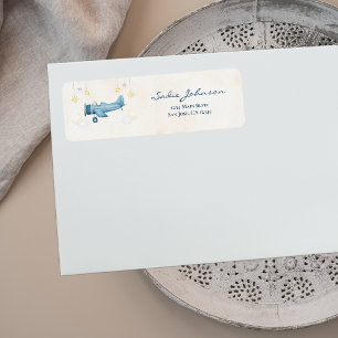 Aeroplane Baby Shower Whimsical Boy Baby Welcome Return Address Label