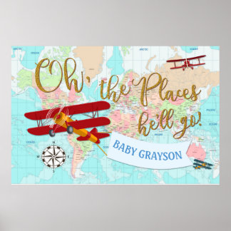 Aeroplane backdrop poster world map