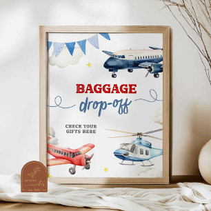 Aeroplane Baggage Drop Off Custom Sign Poster