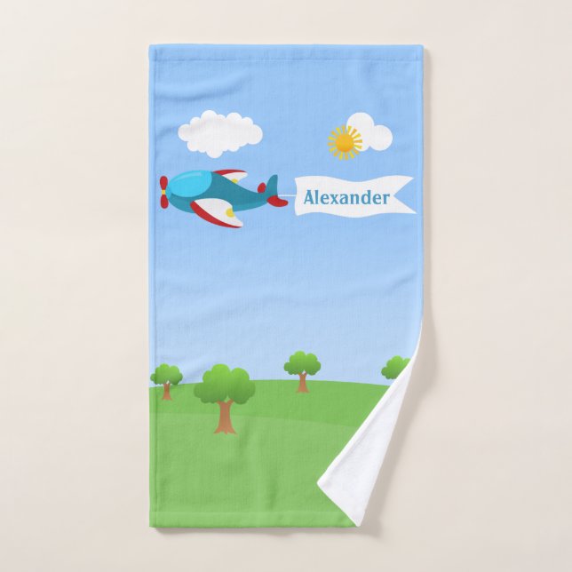 Aeroplane Banner Boy Bath Towel Set (Hand Towel)