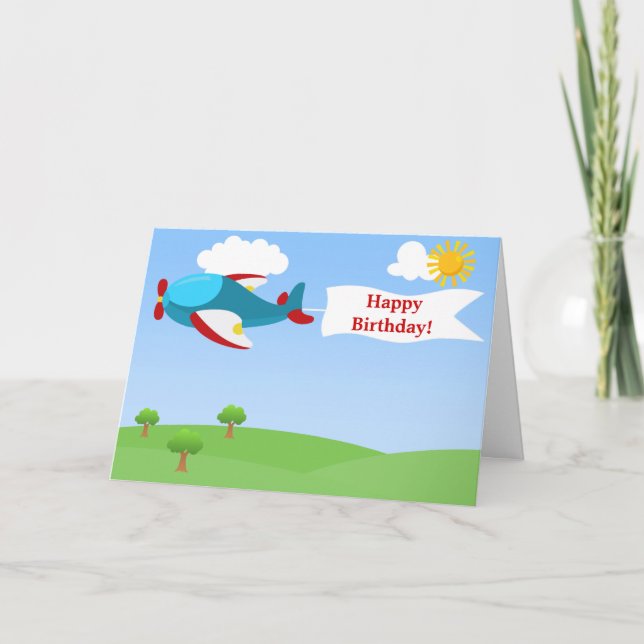 Aeroplane Banner Boy Greeting Card (Front)