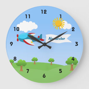Aeroplane Banner Boy Wall Clocks