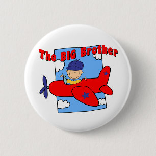 Aeroplane Big Brother Pilot 6 Cm Round Badge