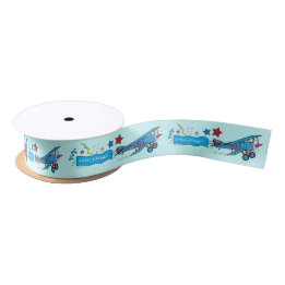 Aeroplane: Biplane Birthday Party 1.5 Inches Satin Ribbon