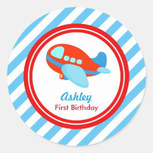 Aeroplane Birthday Baby Shower Classic Round Sticker