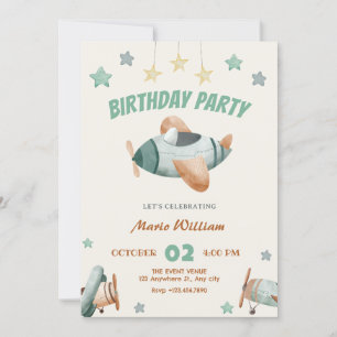 Aeroplane birthday invitation