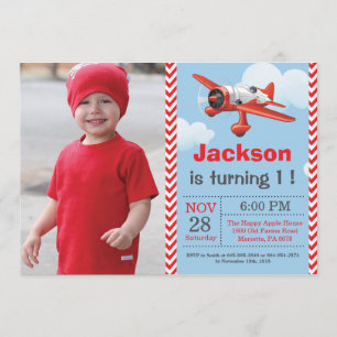 Aeroplane Birthday Invitation. Boy Birthday Party Invitation