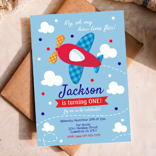 Aeroplane Birthday Invitation Boy / Time Flies