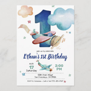 Aeroplane Birthday Invitation for Aeroplane Theme