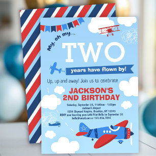 Aeroplane Birthday Invitation Up Up and Away