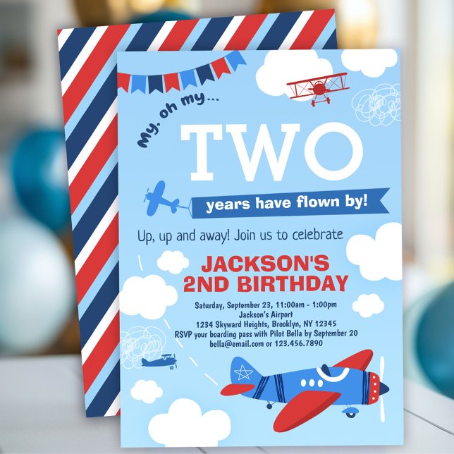Aeroplane Birthday Invitation Up Up and Away (Creator Uploaded)