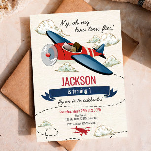 Aeroplane Birthday Invitation Vintage Time Flies